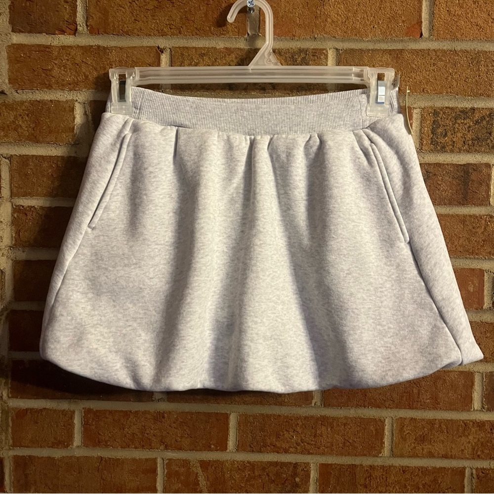 Aerie Offline Cloud Fleece Bubble Skort Women XS Heather Gray Cozy-Chic NWT